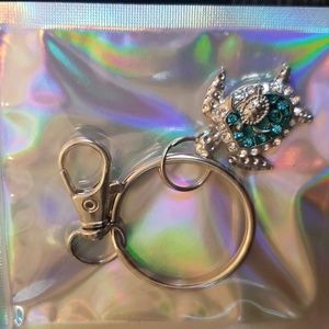 Sea Turtle (Mom & Baby) Key Chain with Aqua Beads and Rhinestones. NEW